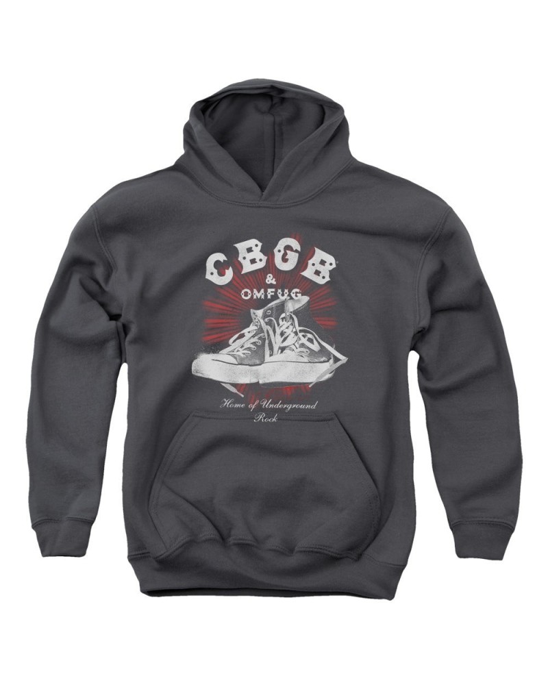 Cbgb Youth Hoodie | HIGH TOPS Pull-Over Sweatshirt $15.36 Sweatshirts