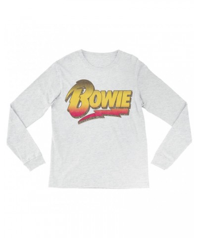 David Bowie Long Sleeve Shirt | Funky Bolt Logo Ombre Distressed Shirt $10.18 Shirts