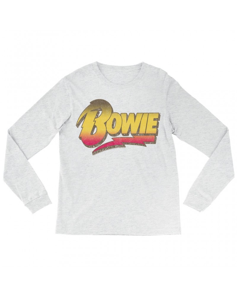 David Bowie Long Sleeve Shirt | Funky Bolt Logo Ombre Distressed Shirt $10.18 Shirts