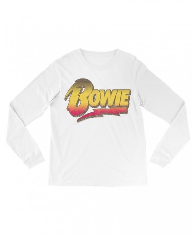 David Bowie Long Sleeve Shirt | Funky Bolt Logo Ombre Distressed Shirt $10.18 Shirts