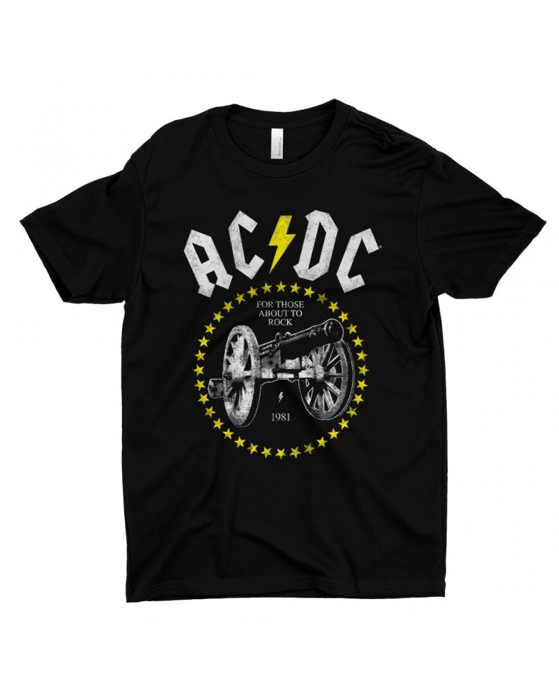 AC/DC T-Shirt | 1981 For Those About To Rock Yellow Design Distressed Shirt $8.48 Shirts