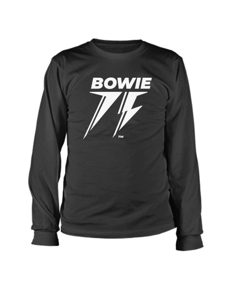 David Bowie Bowie 75 White logo Black Longsleeve Shirt $9.52 Shirts