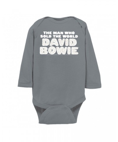 David Bowie Long Sleeve Bodysuit | The Man Who Sold The World Large Logo Bodysuit $11.68 Shirts