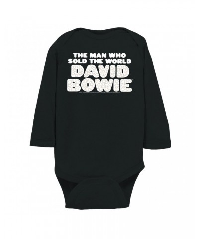 David Bowie Long Sleeve Bodysuit | The Man Who Sold The World Large Logo Bodysuit $11.68 Shirts