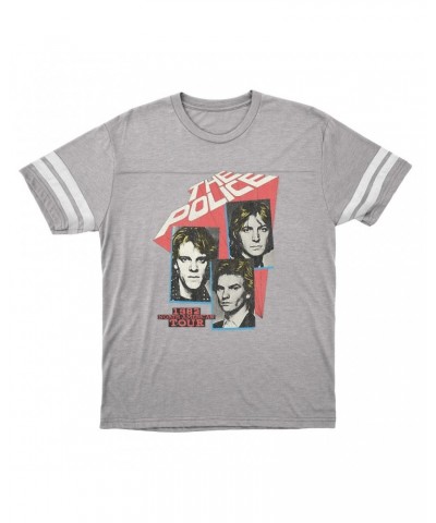 The Police T-Shirt | 1982 North American Tour Distressed Football Shirt $16.48 Shirts