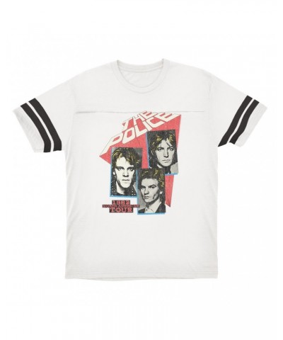 The Police T-Shirt | 1982 North American Tour Distressed Football Shirt $16.48 Shirts