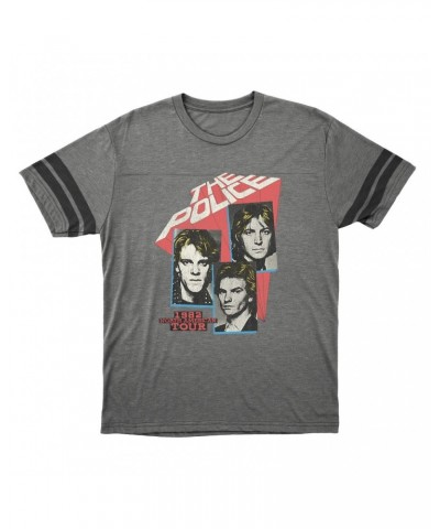 The Police T-Shirt | 1982 North American Tour Distressed Football Shirt $16.48 Shirts