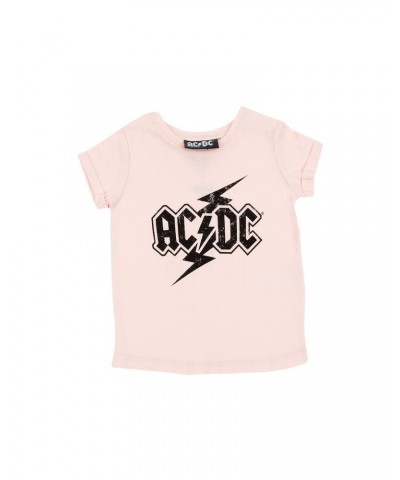 AC/DC Kids Black Lightning Logo Pink Shirt $2.10 Shirts