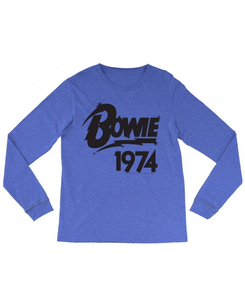 David Bowie Long Sleeve Shirt | Bowie 1974 Logo Shirt $12.88 Shirts