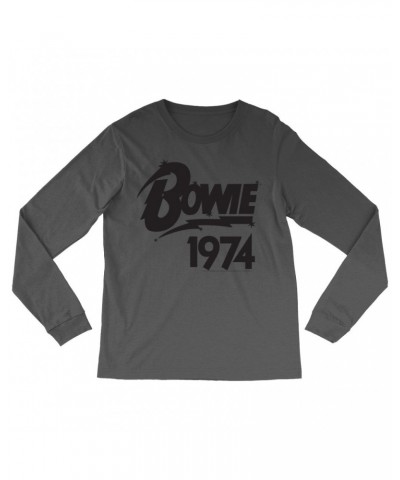 David Bowie Long Sleeve Shirt | Bowie 1974 Logo Shirt $12.88 Shirts