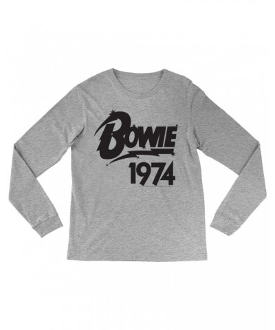 David Bowie Long Sleeve Shirt | Bowie 1974 Logo Shirt $12.88 Shirts