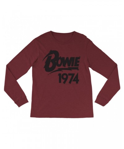 David Bowie Long Sleeve Shirt | Bowie 1974 Logo Shirt $12.88 Shirts