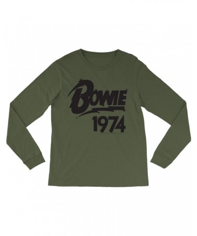 David Bowie Long Sleeve Shirt | Bowie 1974 Logo Shirt $12.88 Shirts