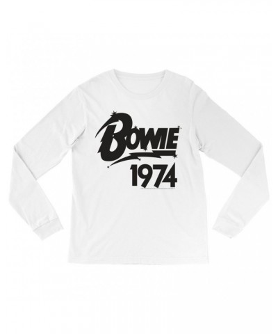 David Bowie Long Sleeve Shirt | Bowie 1974 Logo Shirt $12.88 Shirts