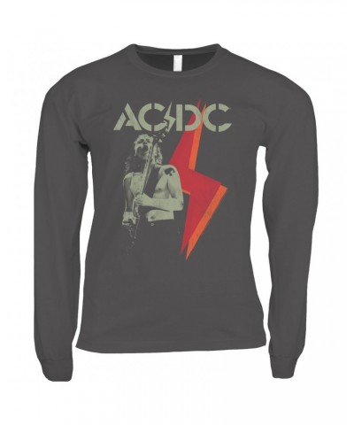 AC/DC Long Sleeve Shirt | Angus Young Concert Photo Lighting Design Distressed Shirt $12.58 Shirts