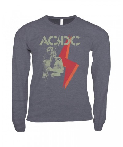 AC/DC Long Sleeve Shirt | Angus Young Concert Photo Lighting Design Distressed Shirt $12.58 Shirts