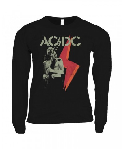 AC/DC Long Sleeve Shirt | Angus Young Concert Photo Lighting Design Distressed Shirt $12.58 Shirts