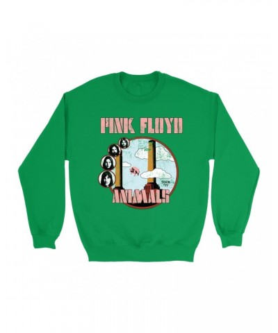 Pink Floyd Bright Colored Sweatshirt | Animals '77 Tour Pastel Design Distressed Sweatshirt $13.63 Sweatshirts