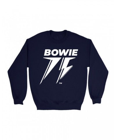 David Bowie Sweatshirt | White 75th Logo Sweatshirt $12.93 Sweatshirts