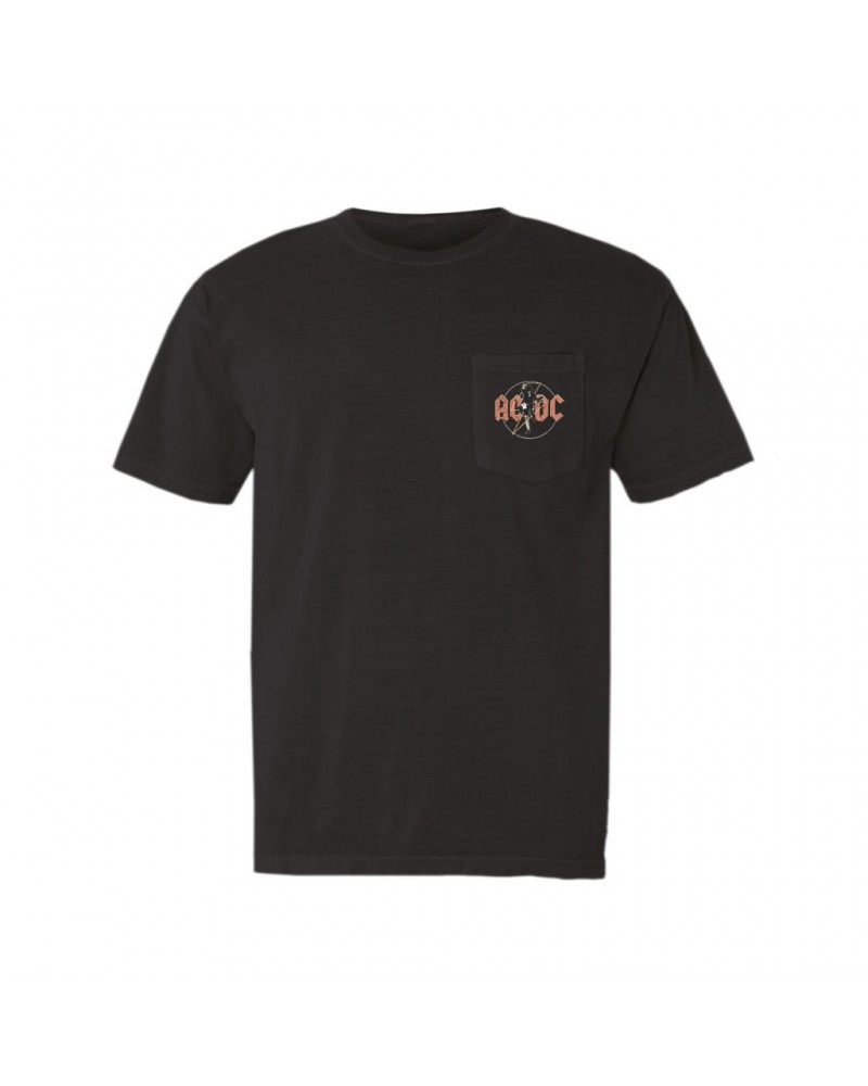 AC/DC T-Shirt | Angus Young And Logo Distressed Pocket T-shirt $14.98 Shirts