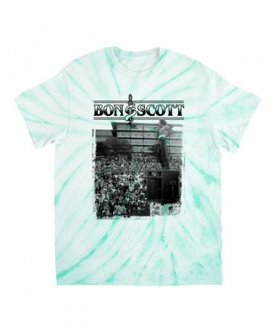 Bon Scott T-Shirt | Black And White Snake & Dagger Concert Photo Tie Dye Shirt $12.13 Shirts