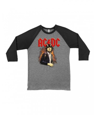 AC/DC 3/4 Sleeve Baseball Tee | Highway To Hell Angus Young Design Shirt $11.08 Shirts