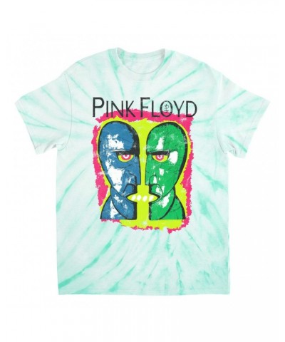 Pink Floyd T-Shirt | Neon Sketched Metal Heads Distressed Tie Dye Shirt $11.86 Shirts