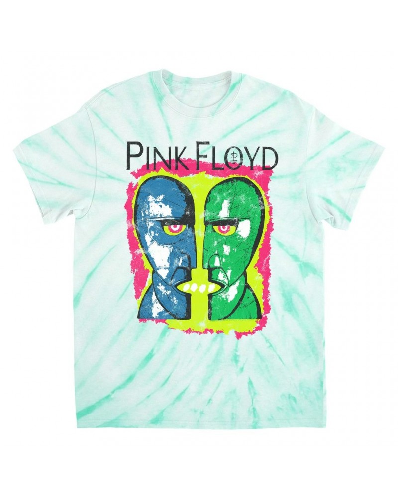 Pink Floyd T-Shirt | Neon Sketched Metal Heads Distressed Tie Dye Shirt $11.86 Shirts