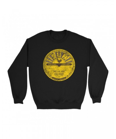 Elvis Presley Sweatshirt | That's All Right Record Label Distressed Sweatshirt $14.68 Sweatshirts