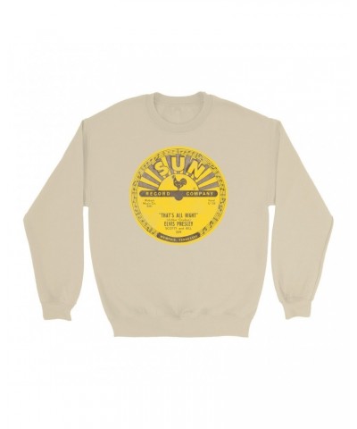 Elvis Presley Sweatshirt | That's All Right Record Label Distressed Sweatshirt $14.68 Sweatshirts