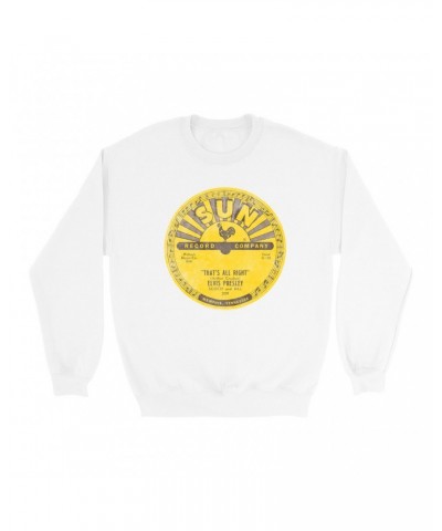 Elvis Presley Sweatshirt | That's All Right Record Label Distressed Sweatshirt $14.68 Sweatshirts